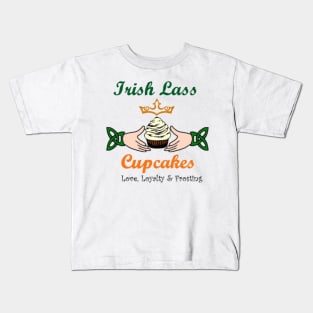 Irish Lass Cupcakes Merch- Full Logo Kids T-Shirt